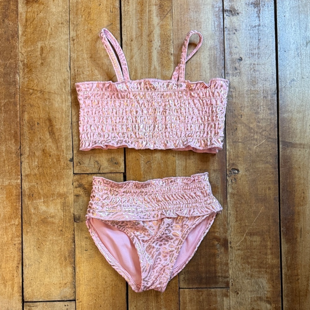 Vince Camuto Pink Smocked Bikini Set 3T leopard gold beach vacation summer